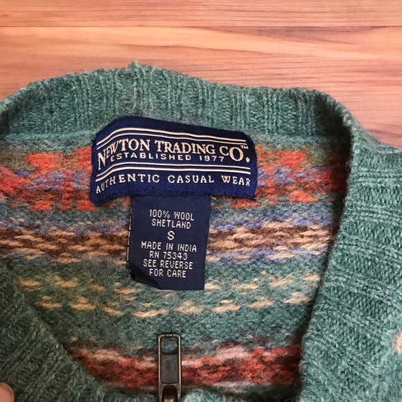 fair isle sweater shetland wool zip up - Picture 4 of 4